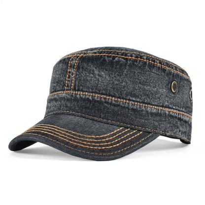 Military Cap Men Washed Cotton Fashion Design Flat Baseball Cap Size 57- 60cm