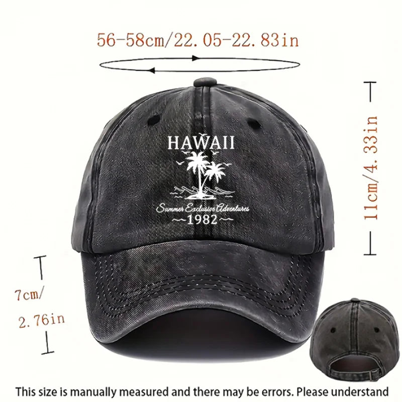Hawaii Palm Tree Washed Baseball Cap