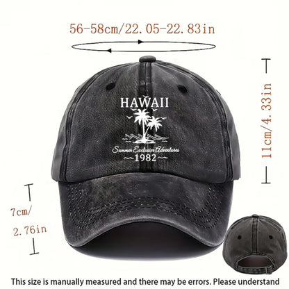 Hawaii Palm Tree Washed Baseball Cap