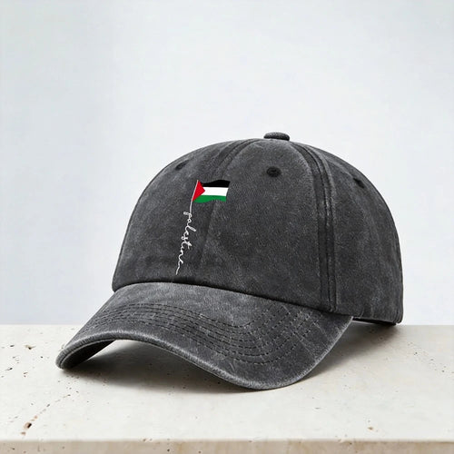 Palestine Flag Print Washed Baseball Cap