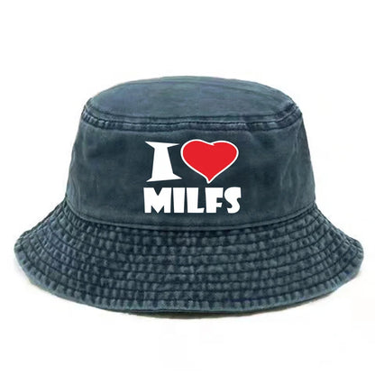 I Hot Love Milfs Bucket Hat Distressed Hats Cap