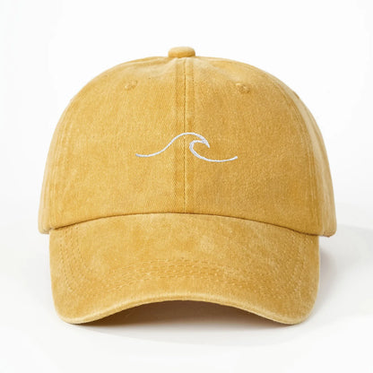 Wave Ripple Embroidered Cotton Baseball Cap