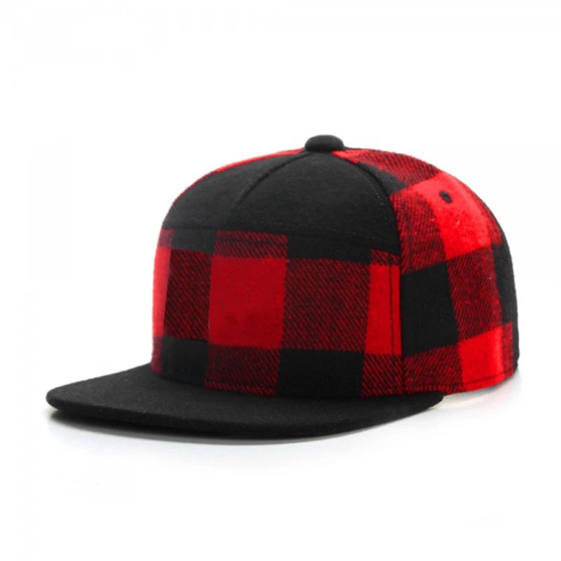 Plaid Adjustable Unisex Hip-Hop Snapback Cap
