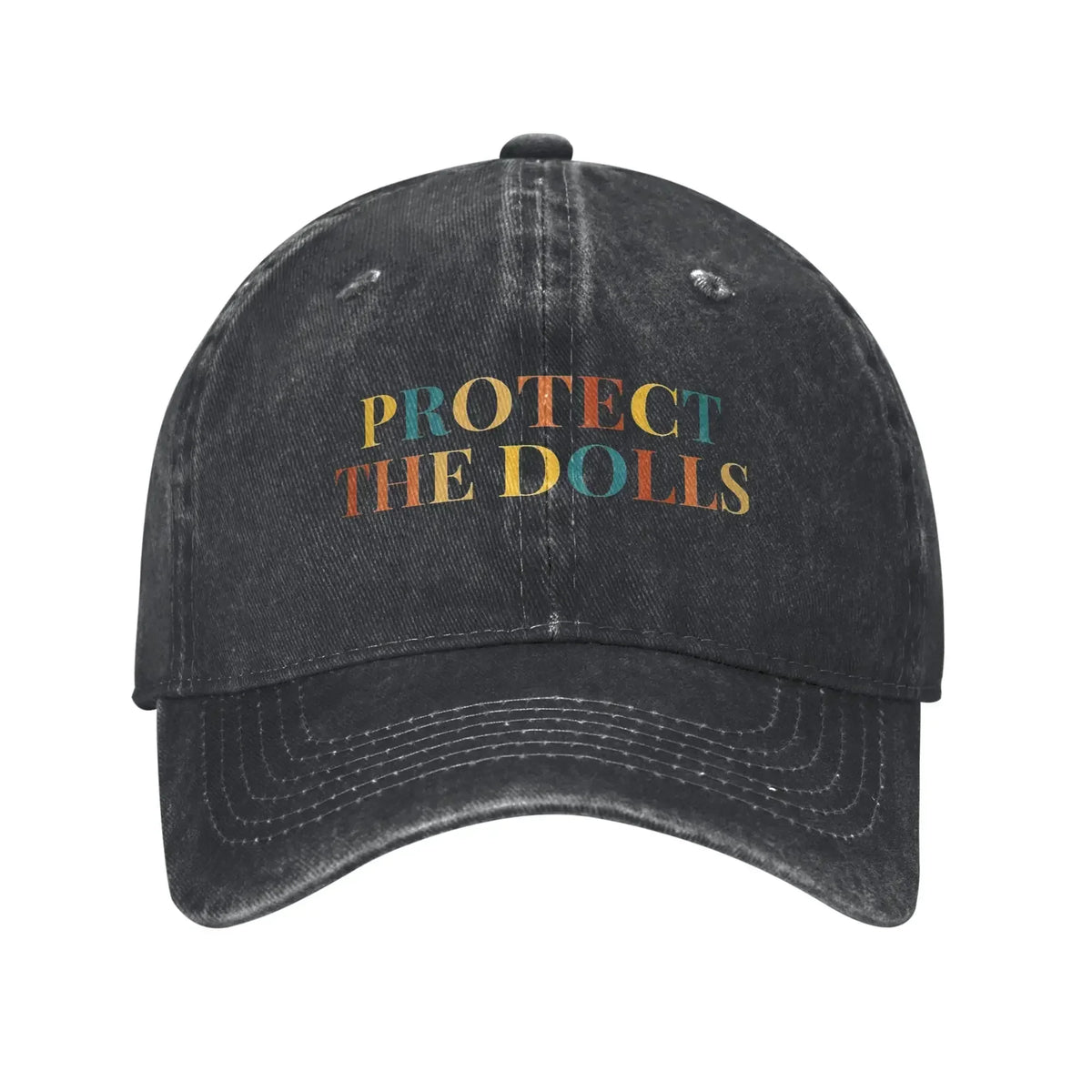 Protect The Dolls Distressed Denim Baseball Cap