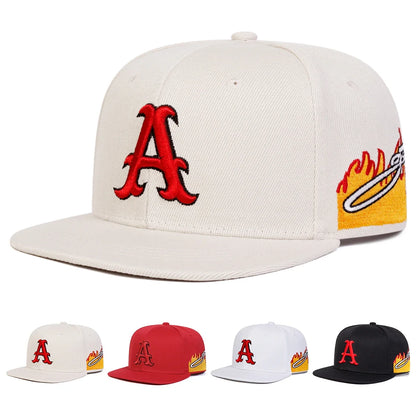Unisex A Letter Embroidered Snapback Cap