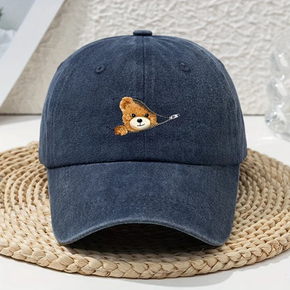Cartoon Bear Distressed Dad Baseball Cap