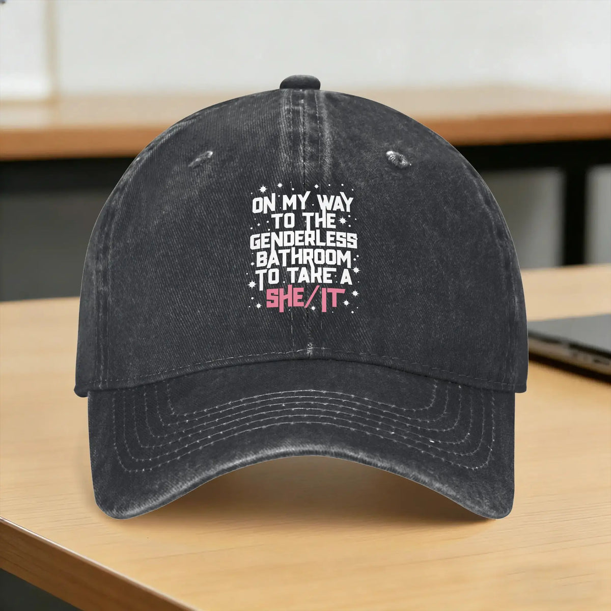 Genderless Bathroom LGBTQ Trucker Baseball Cap