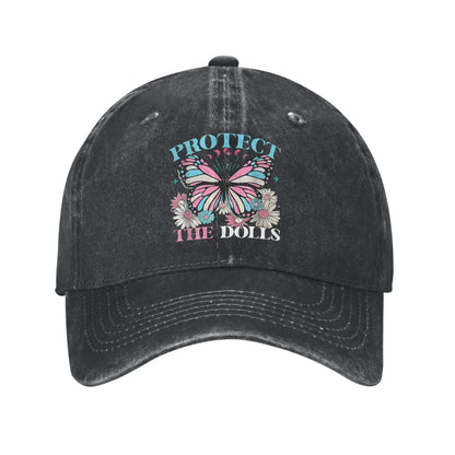 Protect The Dolls Distressed Denim Baseball Cap