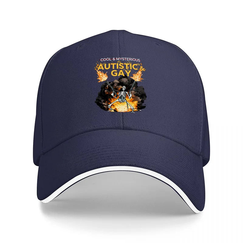 Cool Mysterious Black Flaming Skeleton Baseball Cap