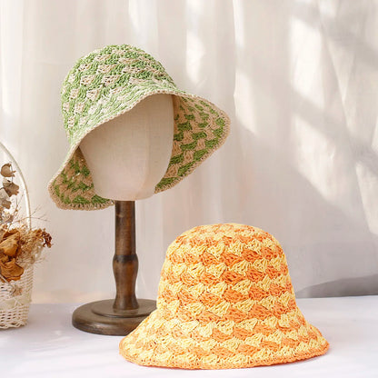 Women's Straw Crochet Sun Bucket Hat
