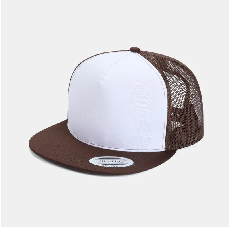 Custom Logo Embroidered Mesh Flat Brim Snapback Cap