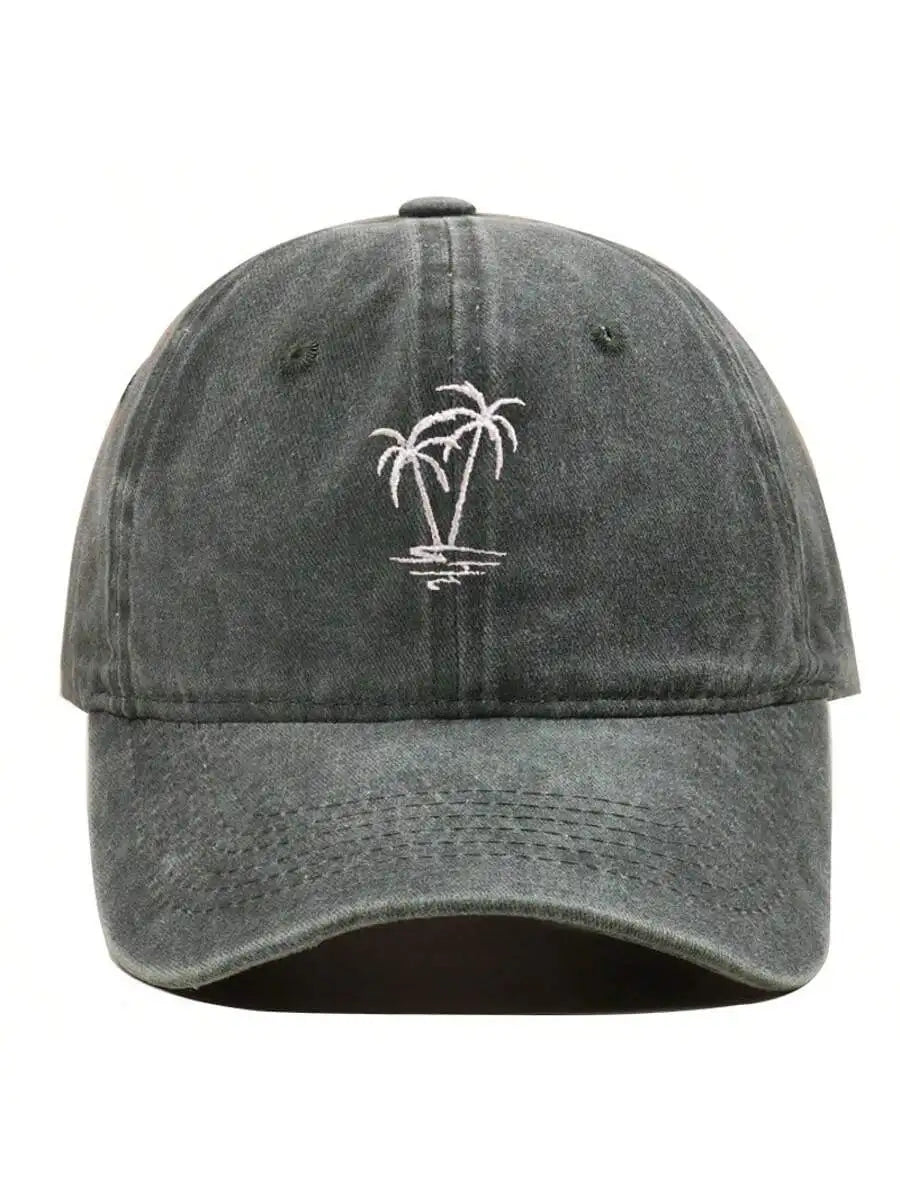 New Fashion Unisex Washed Cotton Cap Coconut Tree