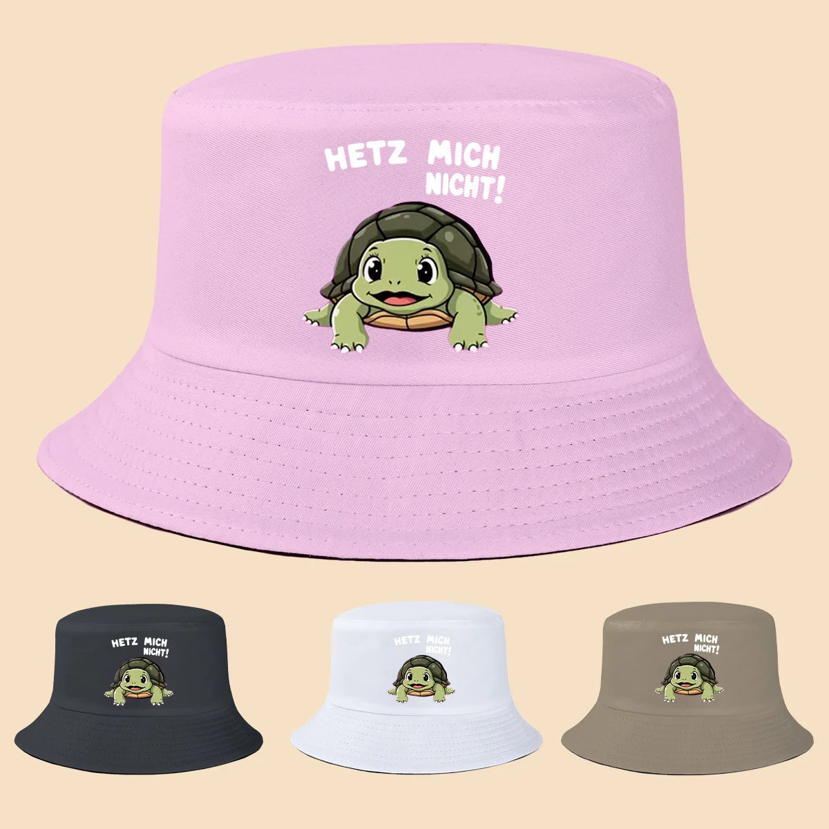 Retro Turtle Print Bucket Hat