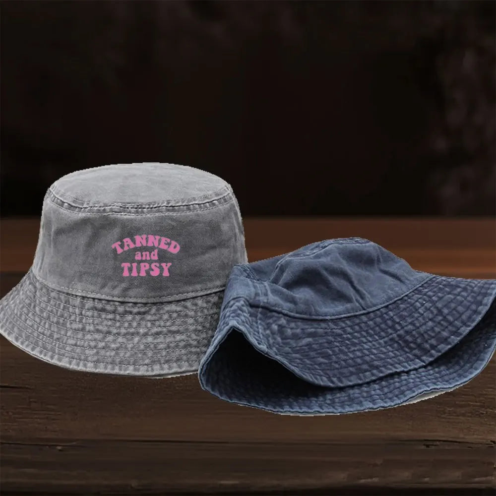 1pc Letter Design Print Washed Bucket Hat