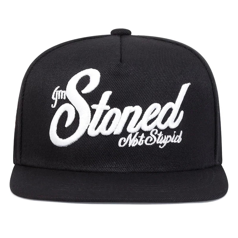 Stoned Letter Embroidered Hip-Hop Snapback Cap