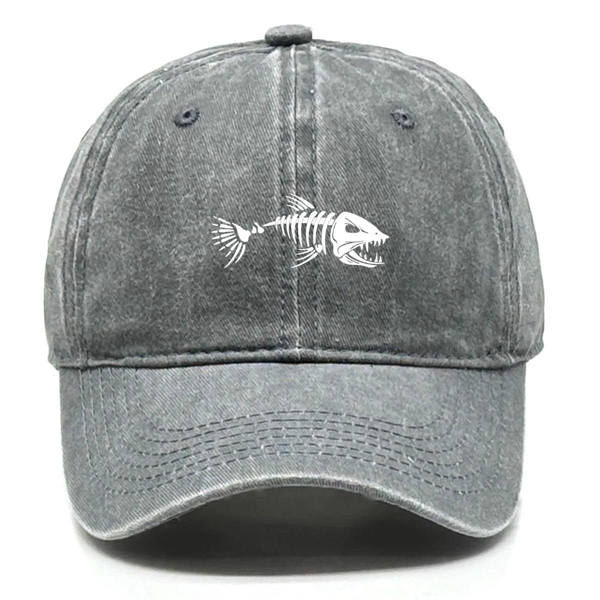 White Fish Bones Distressed Baseball Cap
