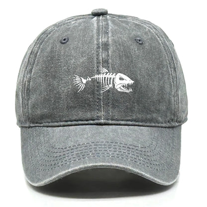 White Fish Bones Distressed Baseball Cap