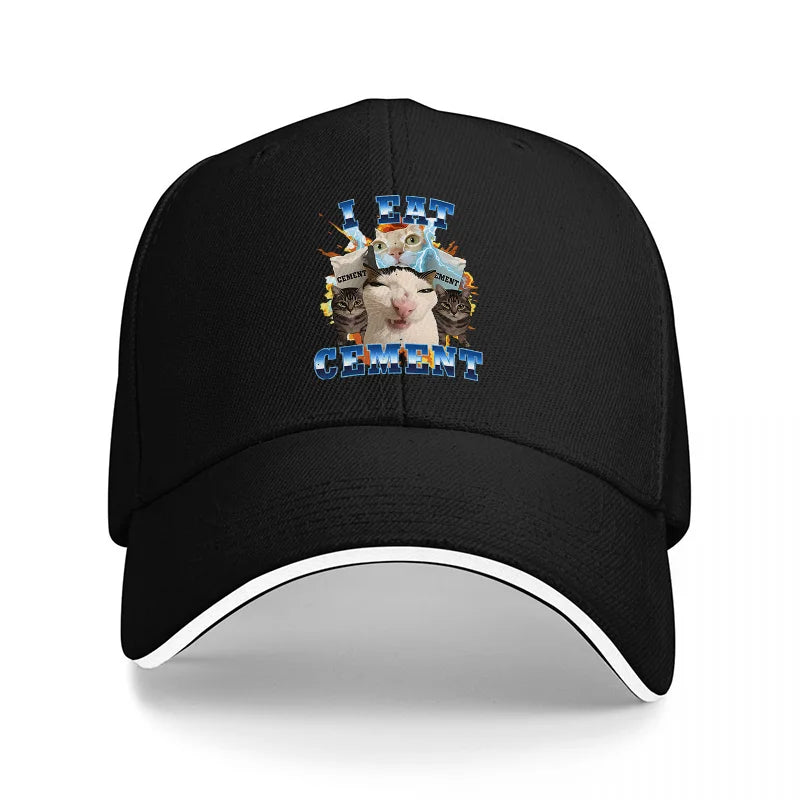 I Eat Cement Cat Baseball Cap