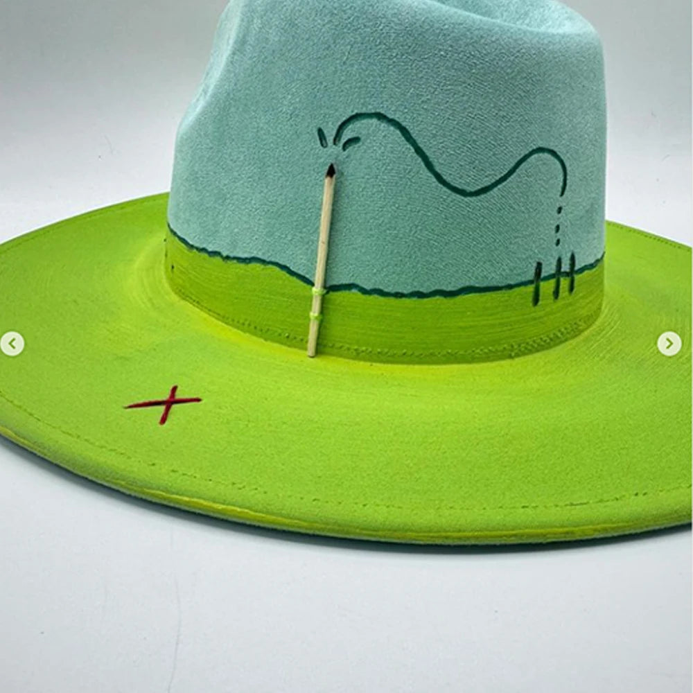Suede Fedora Painting Felt Hats For Men And Women, Hand Sewn Fedora Adjustable Fall Winter Fashion Party Hats And Gifts Size 56-58CM