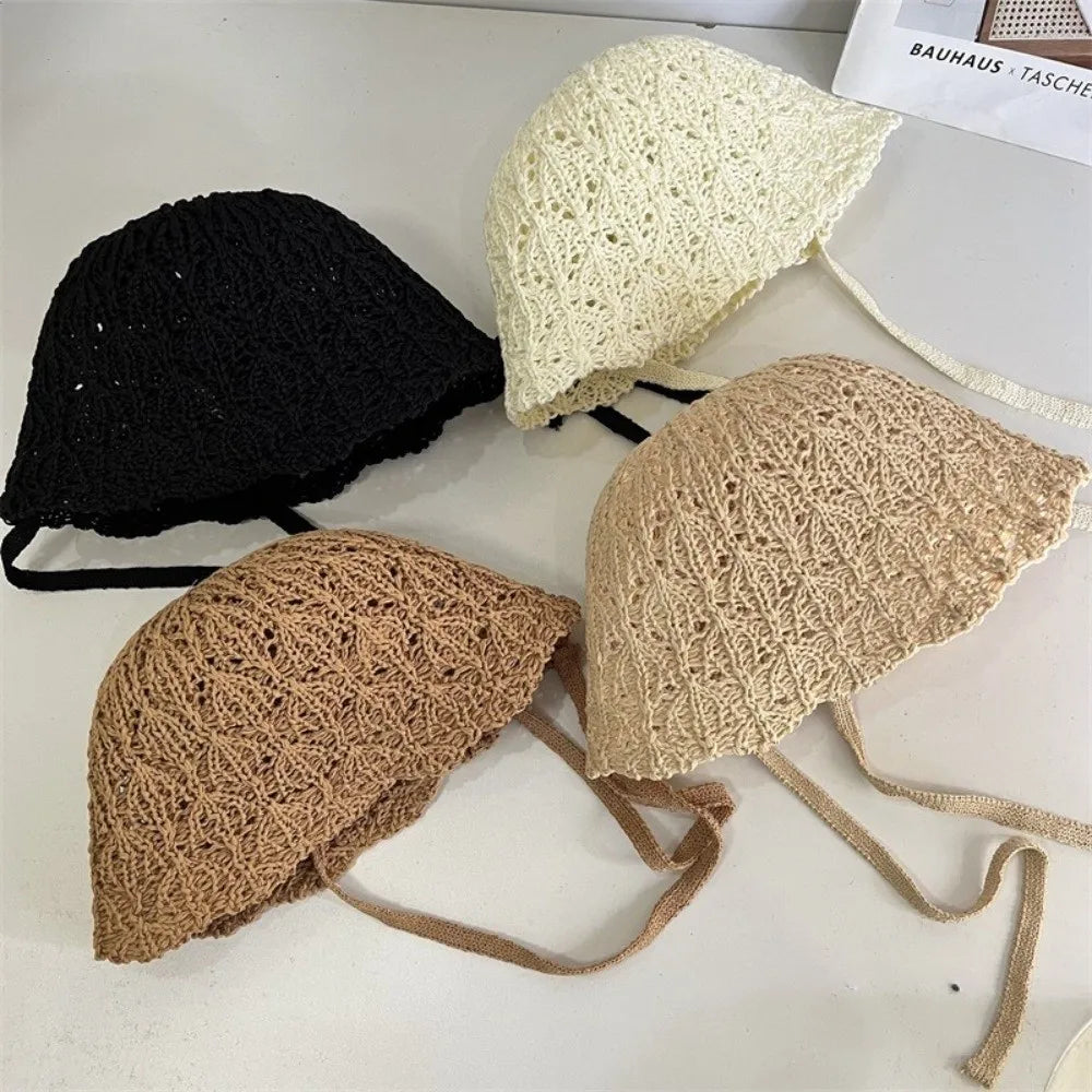 Thin Women Bucket Hat Foldable Design Solid Color
