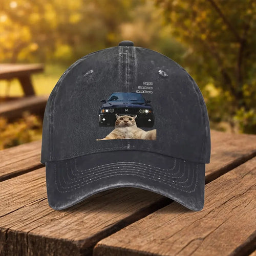 Car And Cat Print Baseball Cap