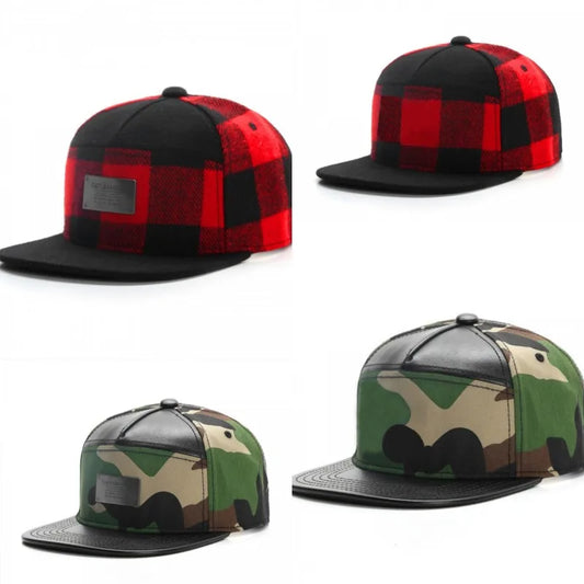 Plaid Adjustable Unisex Hip-Hop Snapback Cap