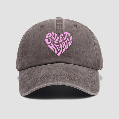 Pink Heart Shaped Letter Printed Baseball Cap Versatile For Daily