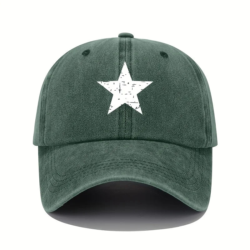 Retro Star Print Washed Baseball Cap