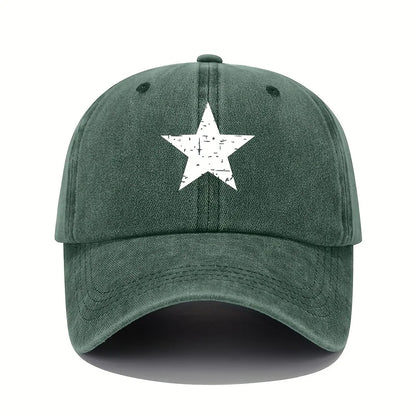 Retro Star Print Washed Baseball Cap