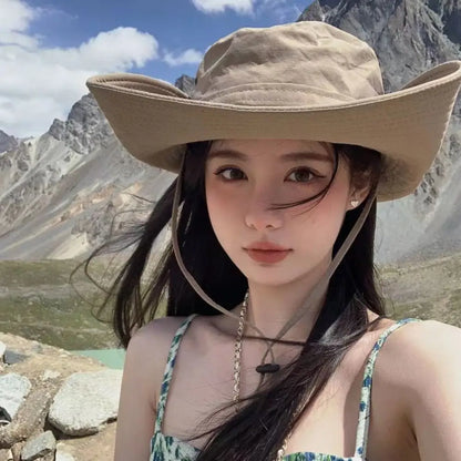 12cm Wide Brim Waterproof UV Protection Bucket Hat