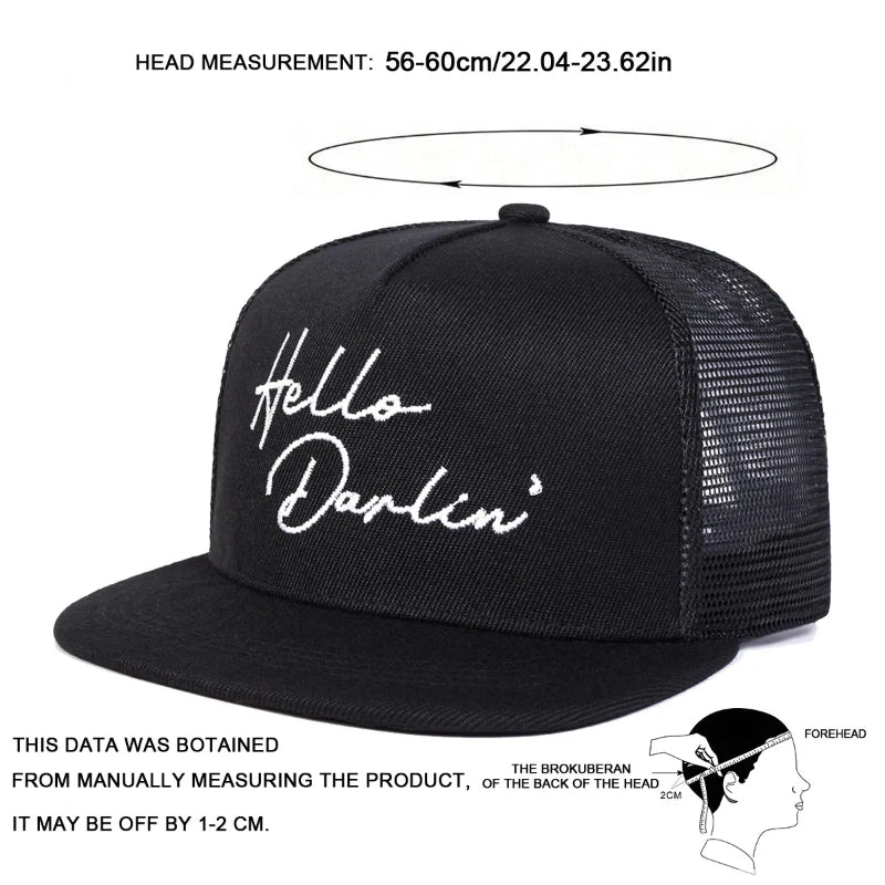 Hello Darlin Embroidery Casual Snapback Cap
