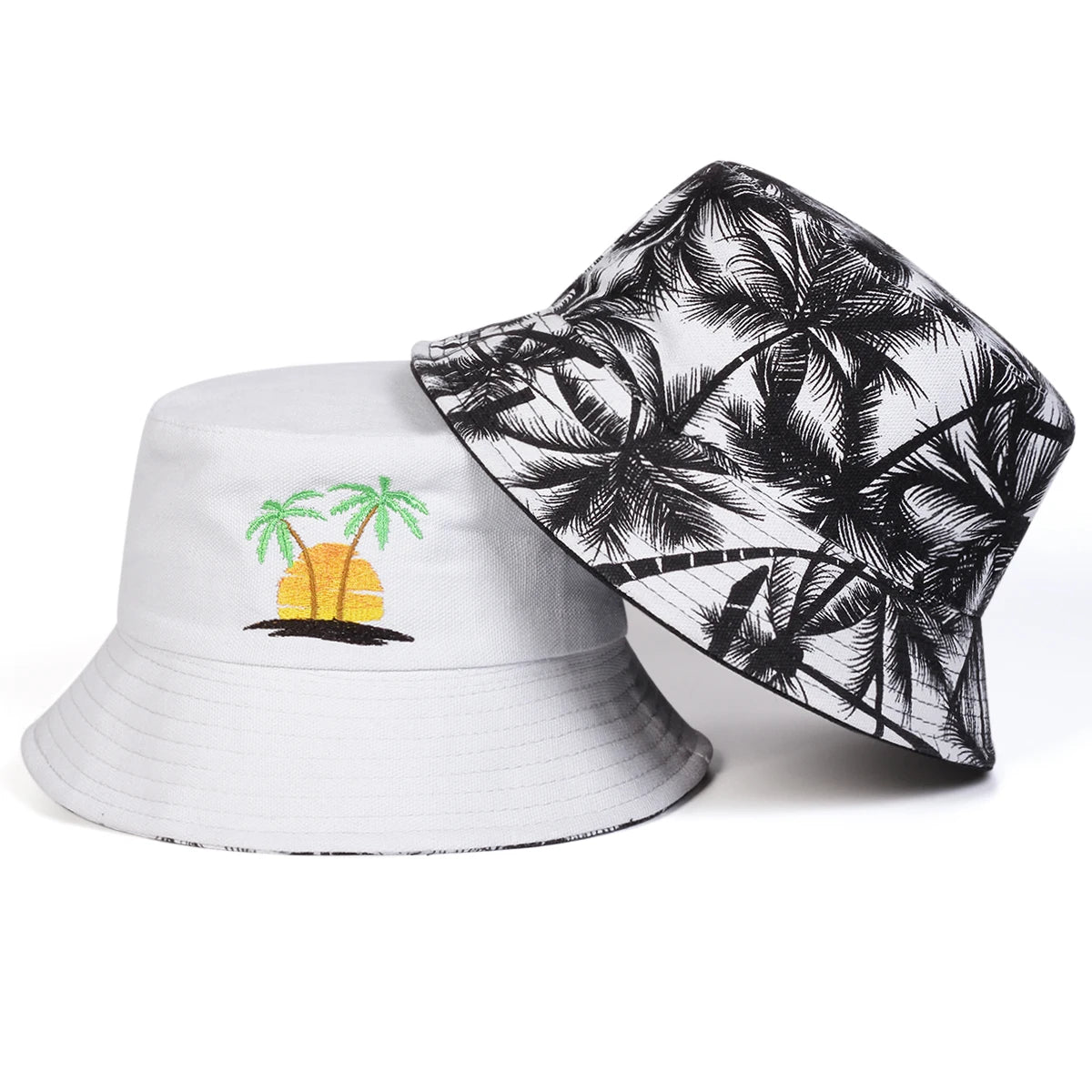 Unisex Sunset Coconut Tree Bucket Hat