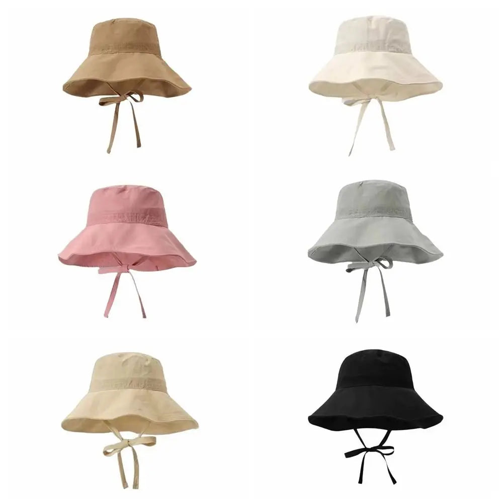 Foldable Wide Brim Breathable Bucket Hat With Strap
