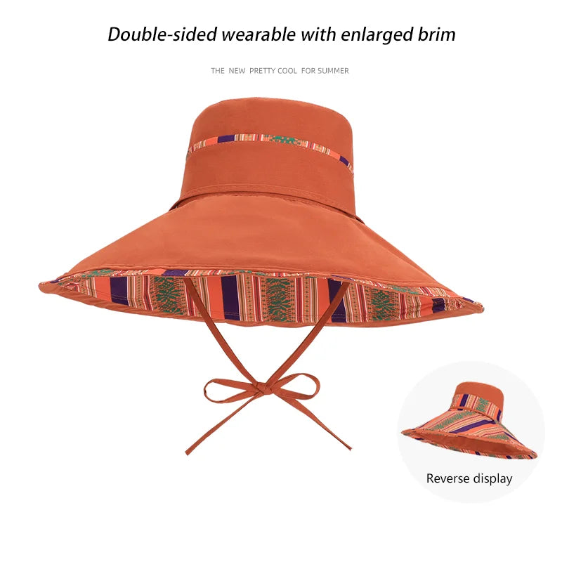 Reversible Wide Brim Summer Kids Bucket Hat