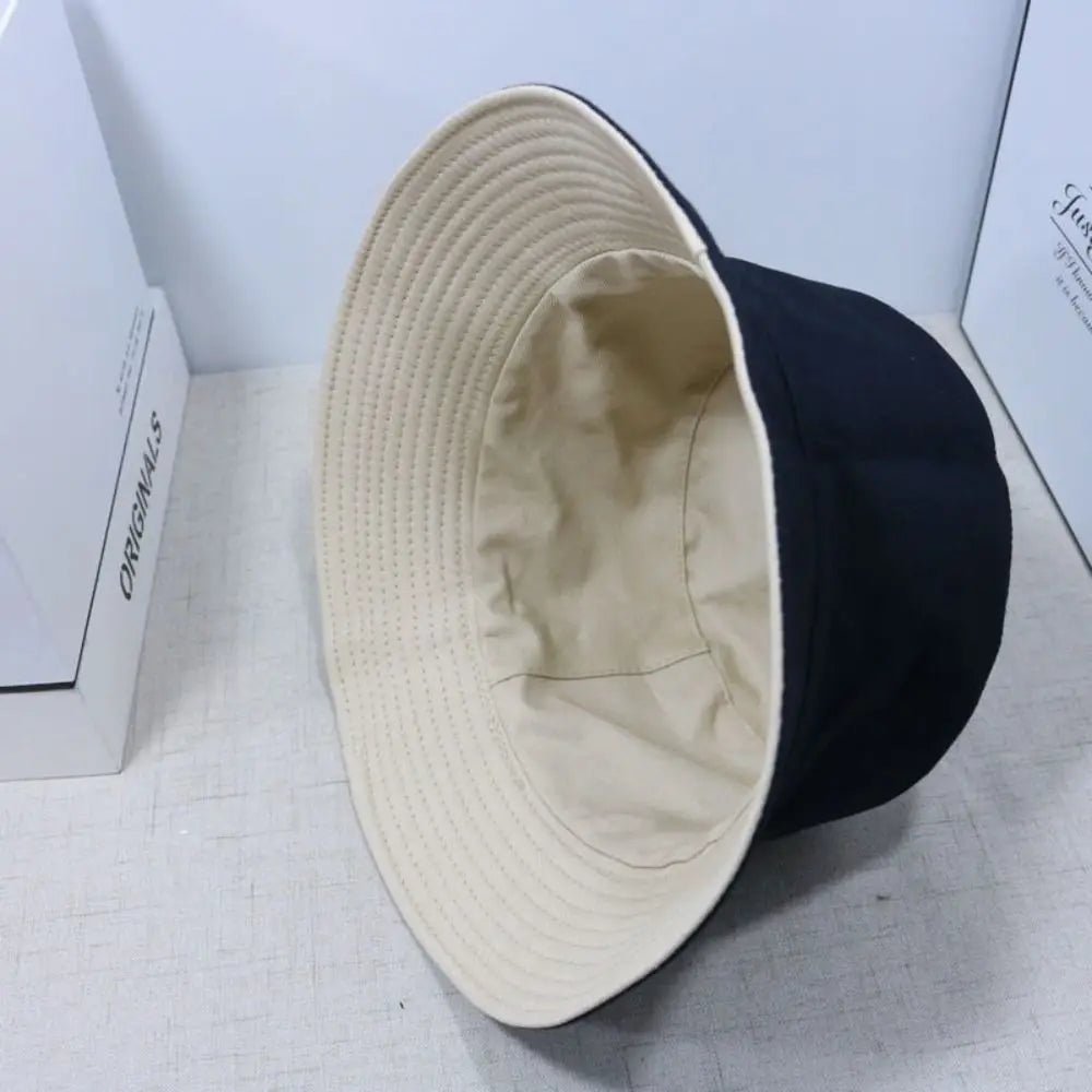 Double Sided Wide Brim Bucket Hat Foldable Sun Cap