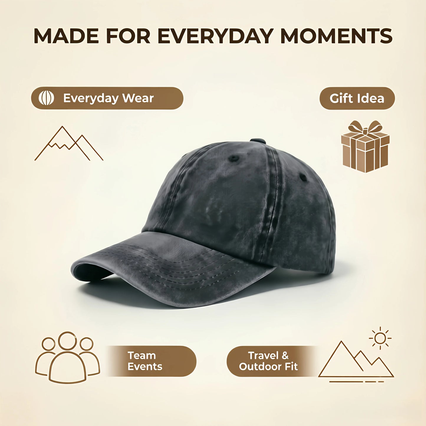Personalized Vintage Washed Baseball Cap Custom Name Logo Text Dad Hat Adjustable Casual Hat For Men Women Printed In USA