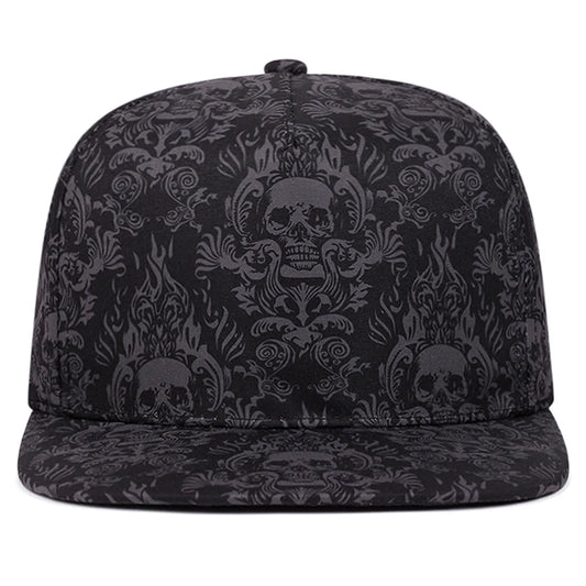 Full Skull Print Personalized Streetwear Snapback Cap