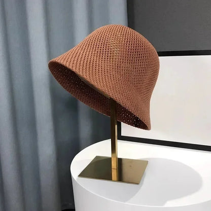 Women Breathable Hollow Crochet Fisherman Bucket Hat