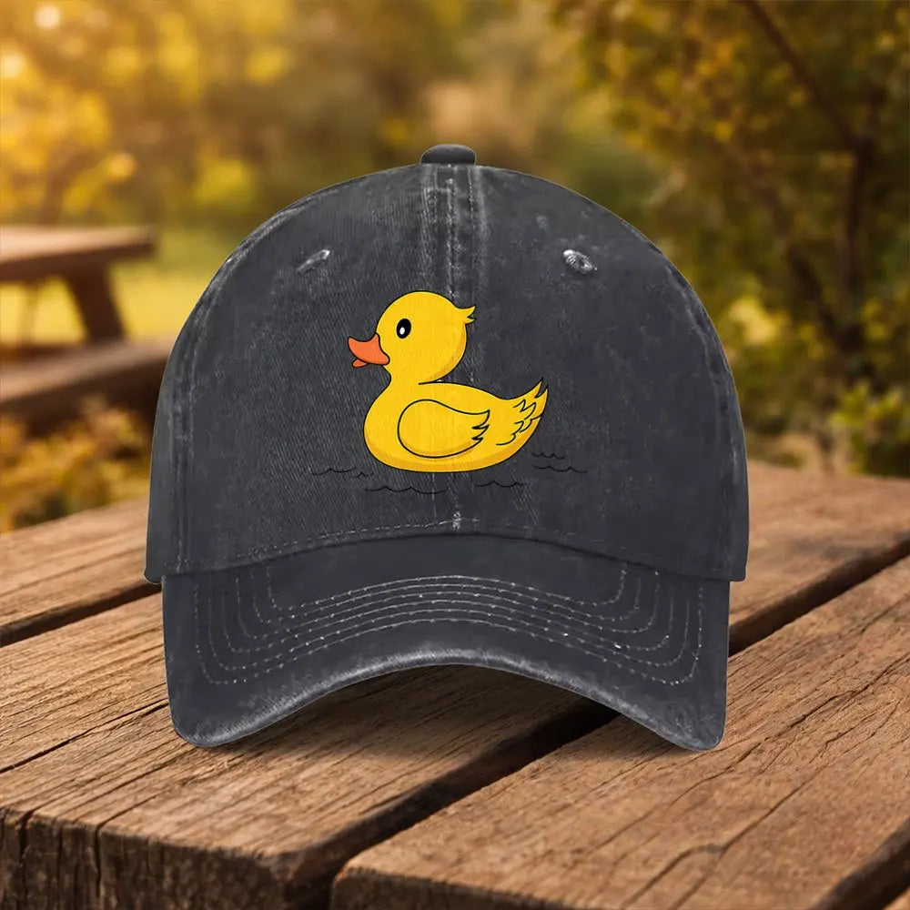 Yellow Cartoon Duck Print Unisex Baseball Cap