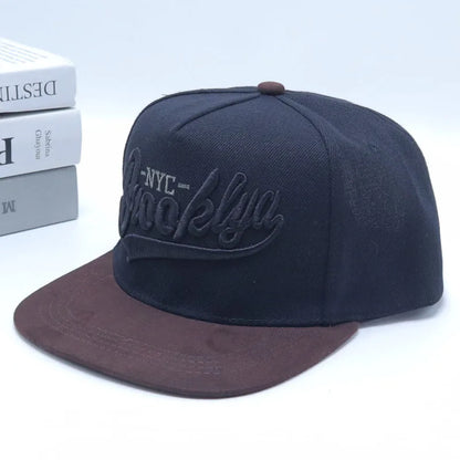 Embroidered Cotton Flat Brim Hip-Hop Snapback Cap