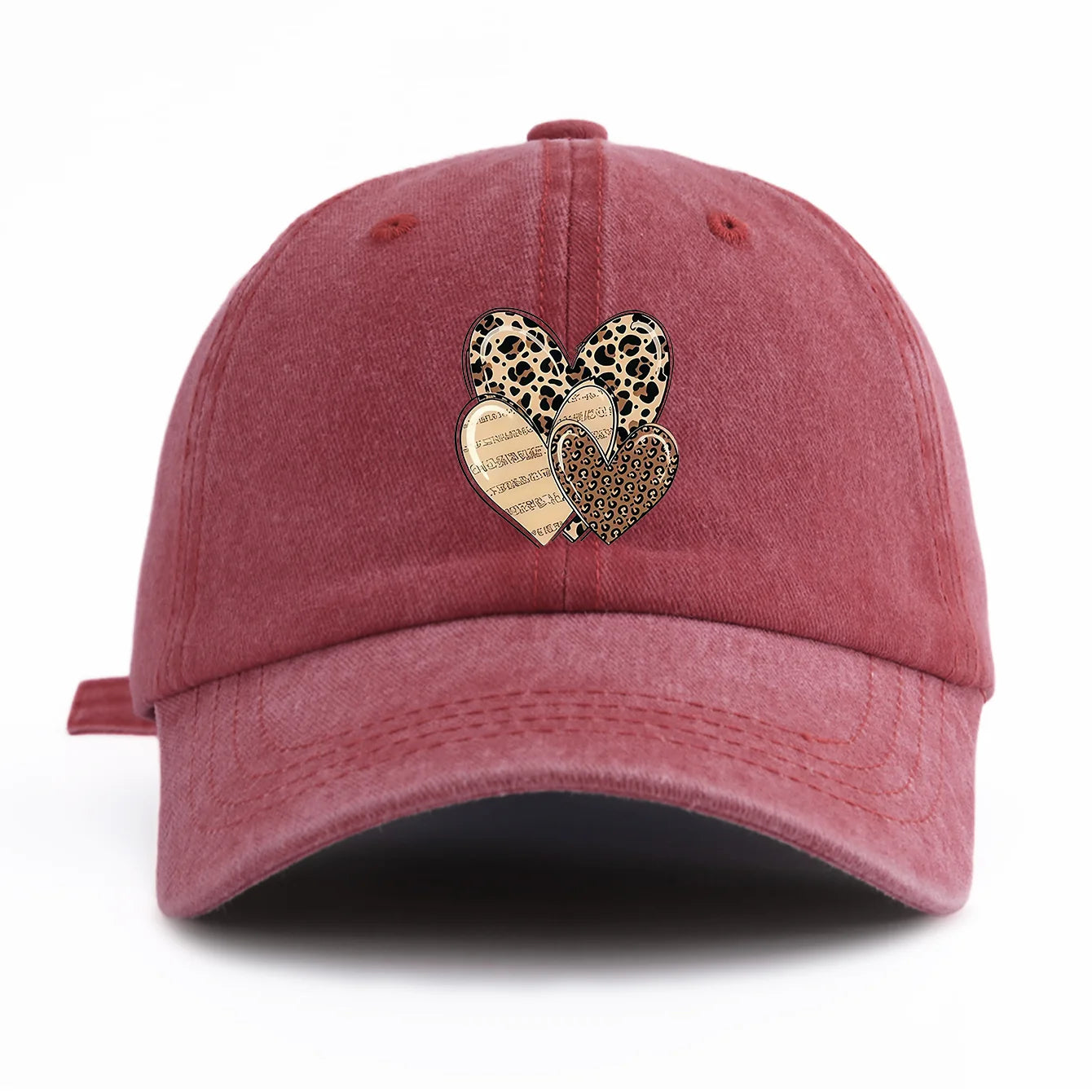 Leopard Heart Retro Dad Baseball Cap
