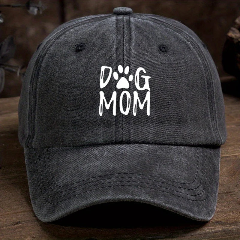 Classic Washed Retro Dog Mom Printed Baseball Cap