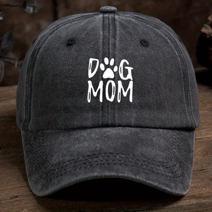 Classic Washed Retro Dog Mom Printed Baseball Cap