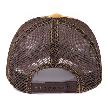 Hot Sale Unisex Mesh Cap Lion Pattern Patch Design Suede Hat Women And Men Summer Animal Baseball Cap Fashion Trucker Hat Size 56-60cm