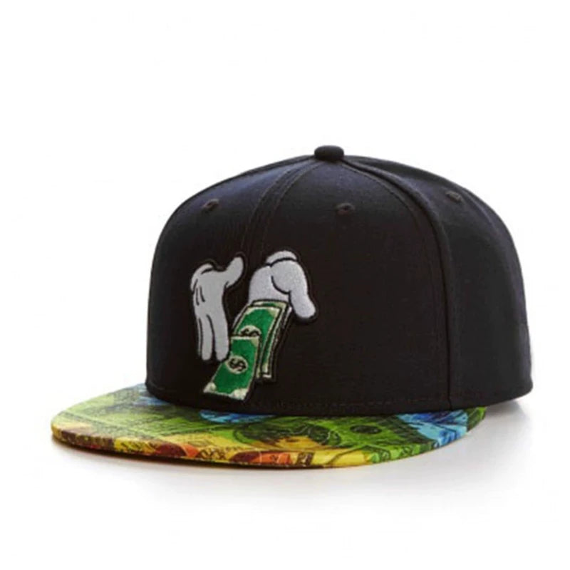 Leather Letter Embroidered Hip-Hop Snapback Cap