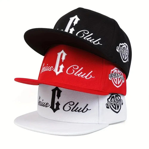 Unisex C Letter Side Genius Club Embroidered Snapback Cap
