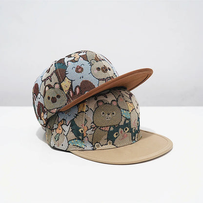 Kids Hip Hop Baseball Cap Boys Girls Sun Hat Unisex Toddler Dance Flat Brim Cap For Spring Summer UV Protection Trendy Size 48-53cm