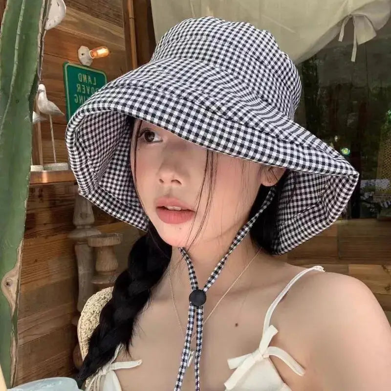 Ladies Thousand Bird Grid Fisherman's Hat