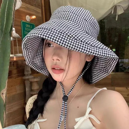 Ladies Thousand Bird Grid Fisherman's Hat
