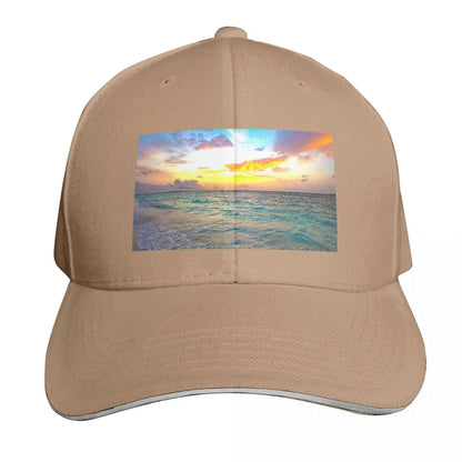 Sunset Over The Ocean Curved Brim Baseball Cap